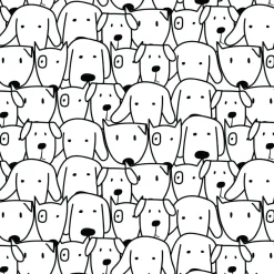 Muralo VINYL Fototapete XXL TAPETE für Kinder Schwarz-weiße kleine Hunde 3303