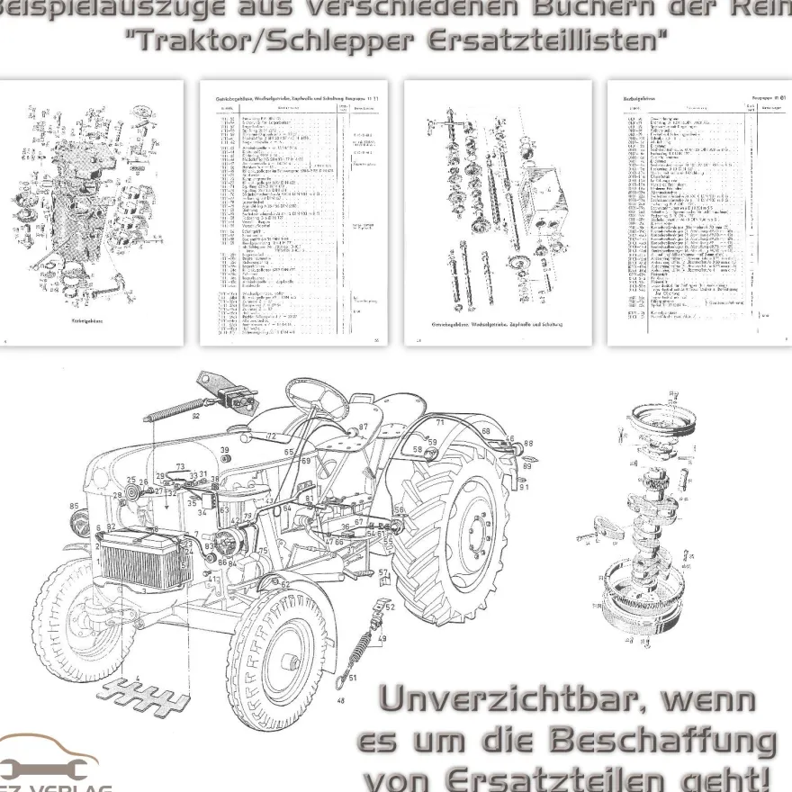 MWM Schlepper Dieselmotor D302 1 und 2 Zylinder Traktor Ersatzteilliste