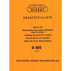 MWM Schlepper Dieselmotor D302 1 und 2 Zylinder Traktor Ersatzteilliste