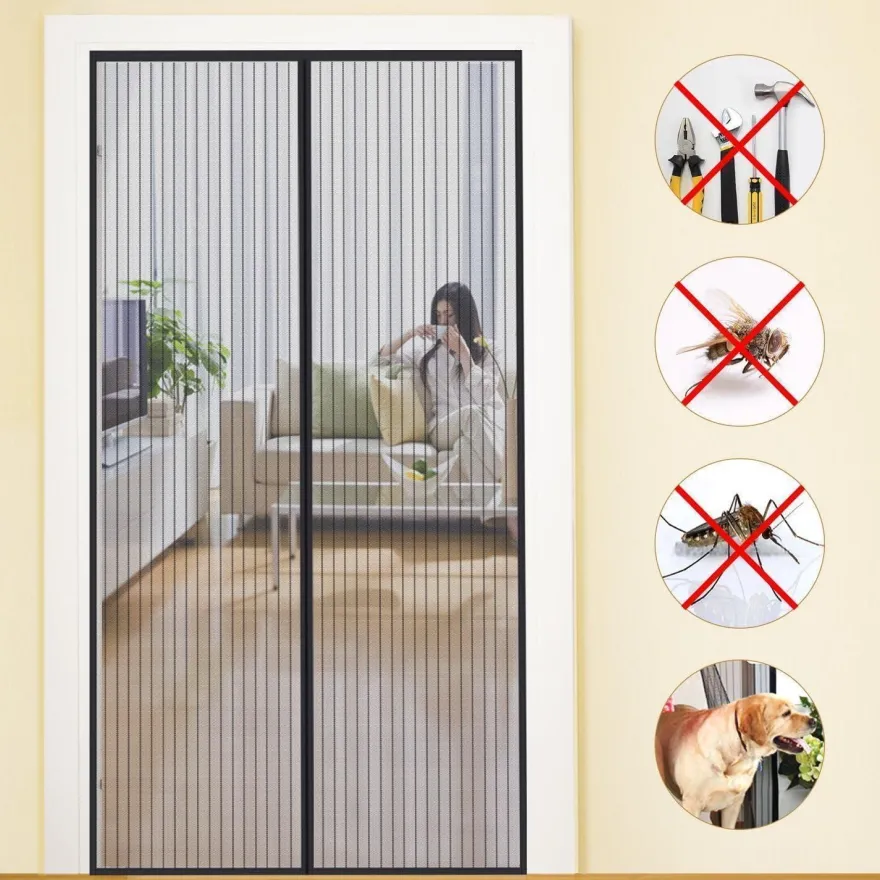 Mycarbon Fliegengitter Tür Magnet 120x220cm - Insektenschutz Balkontür ohne