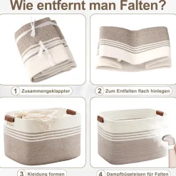 Myhommatto Wäschekorb Geflochten Klein aus Baumwollseil, 45L Aufbewahrungskorb