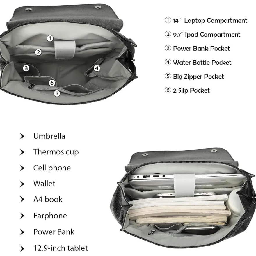 Myhozee Rucksack Damen Anti-Diebstahl Beige in Lederoptik