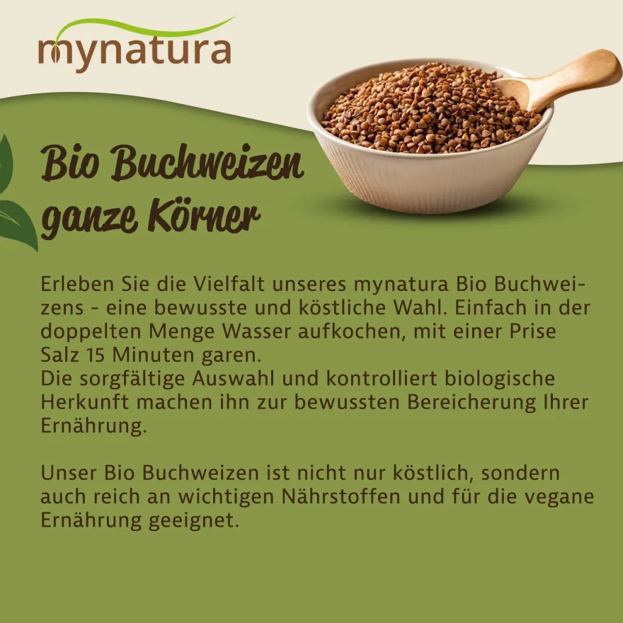 Mynatura Bio Buchweizen ganze Körner - verschiedenen Größen im Beutel