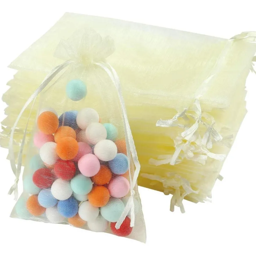 Naler 120x Organzasäckchen Champagner Organzabeutel Geschenktüten für Schmuck