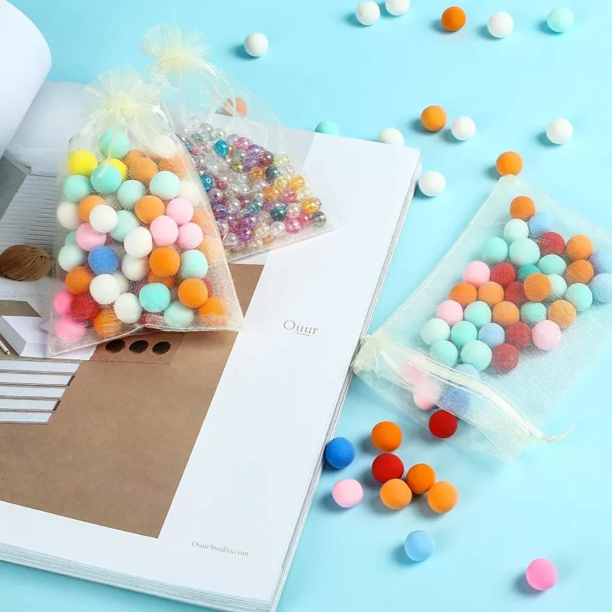 Naler 120x Organzasäckchen Champagner Organzabeutel Geschenktüten für Schmuck