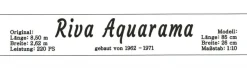 Namensschild für Modellständer mit Daten - Riva Aquarama