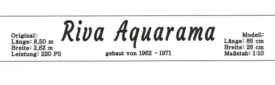 Namensschild für Modellständer mit Daten - Riva Aquarama