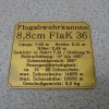 Namensschild für Modellständer oder Diorama - 8,8cm FlaK 36