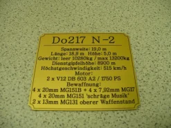 Namensschild für Modellständer oder Diorama - Do 217 N-2