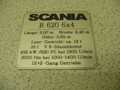 Namensschild für Modellständer oder Diorama - SCANIA R620 6x4