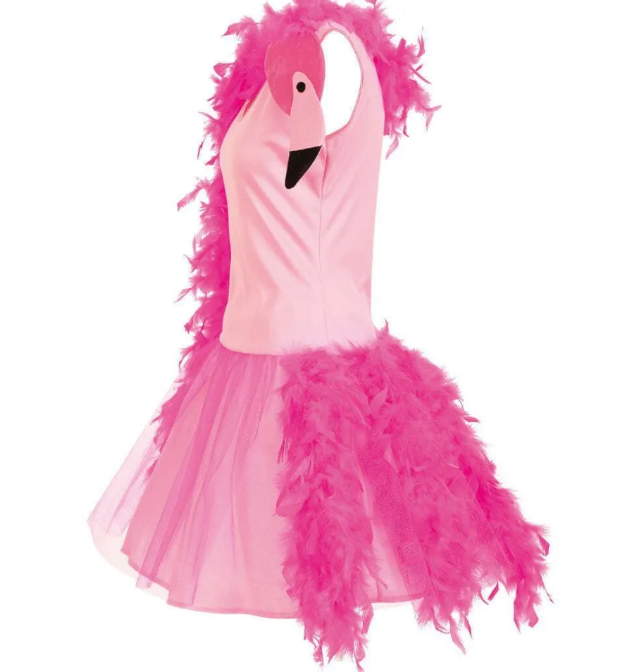 narrenwelt Flamingo Kleid+Federboa Damen 34-40 Ballett Party SALE