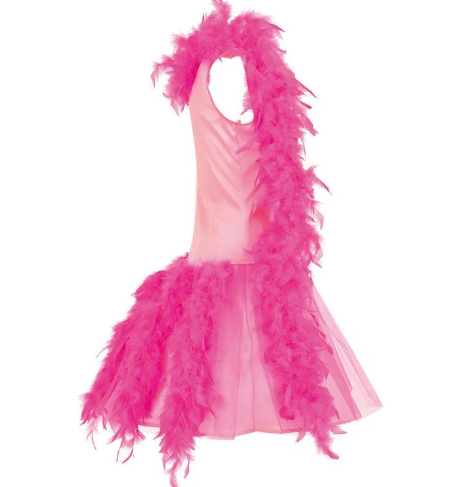 narrenwelt Flamingo Kleid+Federboa Damen 34-40 Ballett Party SALE