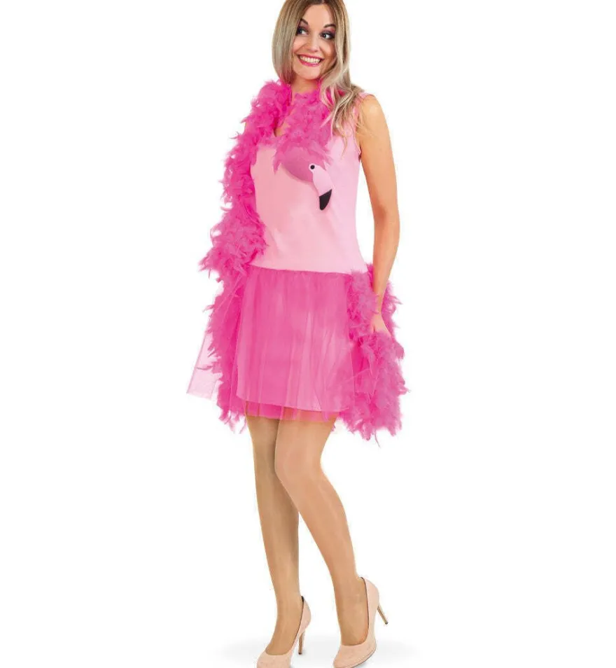 narrenwelt Flamingo Kleid+Federboa Damen 34-40 Ballett Party SALE