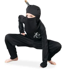 narrenwelt Kostüm Ninja - 2tlg. Anzug Oberteil + Hose schwarz für Kinder Größe: