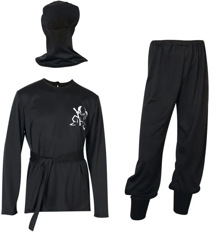 narrenwelt Kostüm Ninja - 2tlg. Anzug Oberteil + Hose schwarz für Kinder Größe: