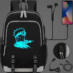 Naruto Schultasche Uzumaki Uchiha Rucksack Akatsuki noctilucent USB-Lade Backpack