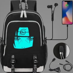 Naruto Schultasche Uzumaki Uchiha Rucksack Akatsuki noctilucent USB-Lade Backpack