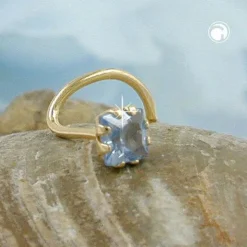 Nasenstecker 3x3mm Zirkonia aquafarben 18Kt GOLD