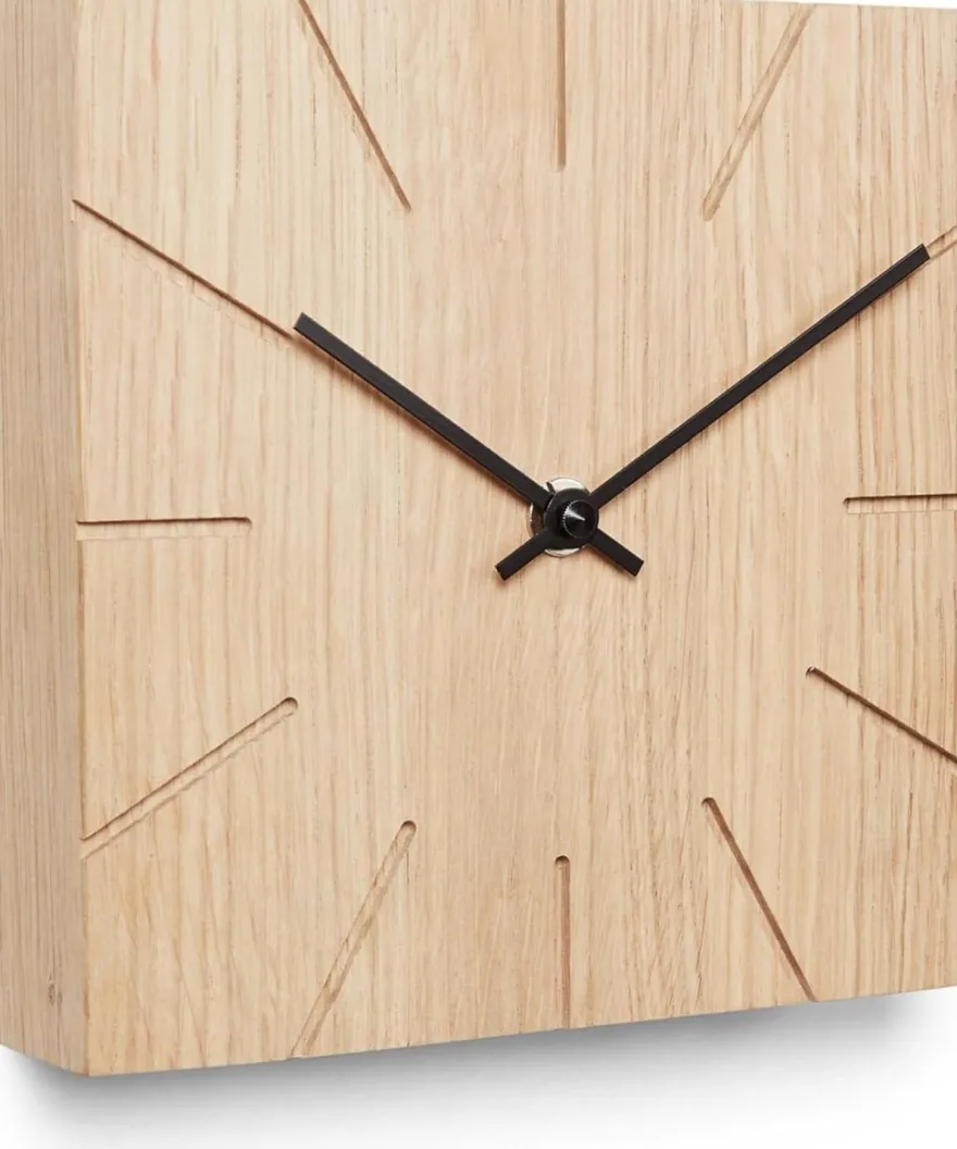 Natuhr Wanduhr / Tischuhr Beam Eiche Massivholz Funkuhr 8NU2-11-1
