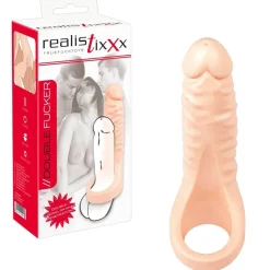 Natur-Dildo mit Penisring Doppelte Penetration Penishülle Double Fucker Sex-Toy