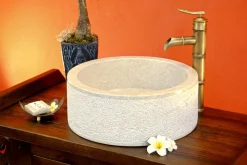 Naturstein Waschbecken Marmor creme Beige Stein Bad Aufsatzwaschbecken Hell