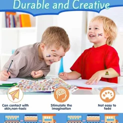 Neerow 3D Aufkleber für Kinder, 12 Blätter Transportfahrzeug Auto Sticker