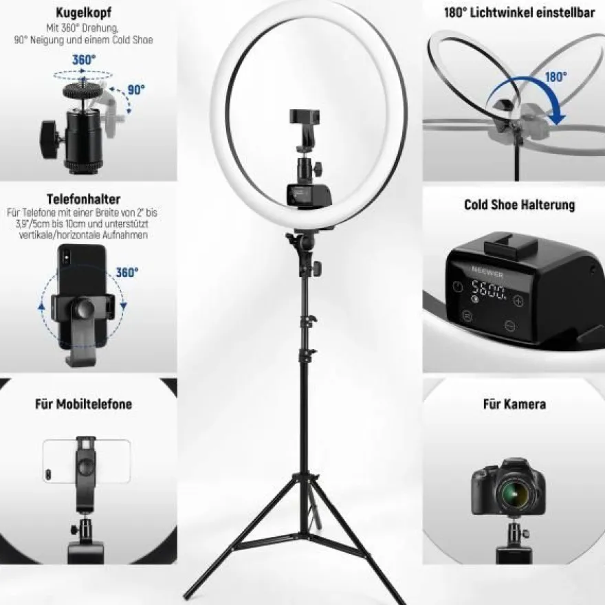 Neewer Ringlicht SRP18-2.4G LED-Leuchte mit Fernbedienung