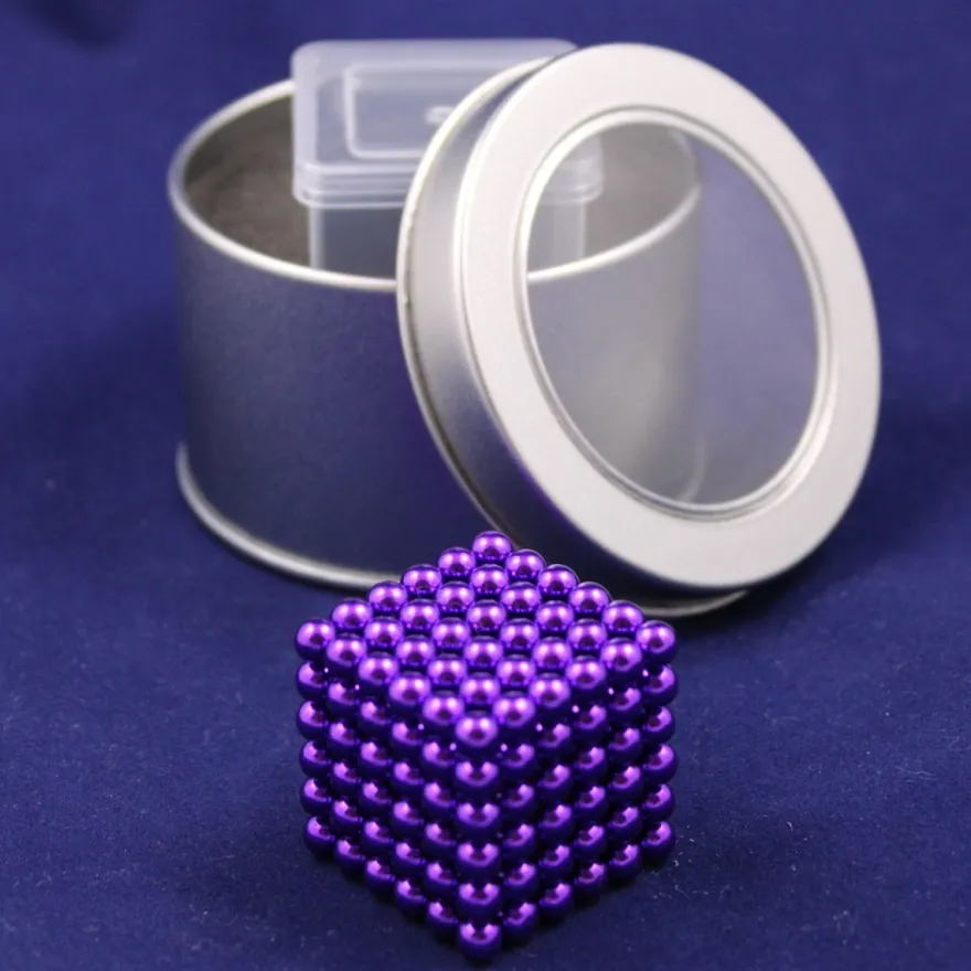 Neo Ball Cube - 5mm - violett - Neocube 216 Magnet Würfel Neodym Kugelmagnet DI
