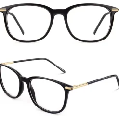 Nerdbrille Fensterglas Vintage Ohne Stärke UV400 Schutz Glossy Schwarz