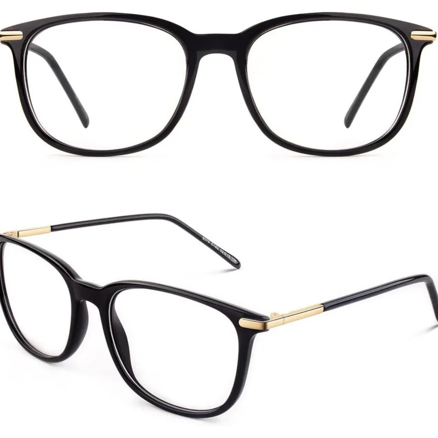 Nerdbrille Fensterglas Vintage Ohne Stärke UV400 Schutz Glossy Schwarz