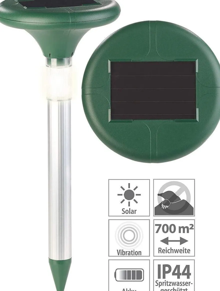 NEU 2in1 Solar Maulwurfschreck Schallwellen Leuchte für Vertreiben Tiere Garten