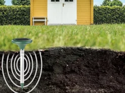 NEU 2in1 Solar Maulwurfschreck Schallwellen Leuchte für Vertreiben Tiere Garten
