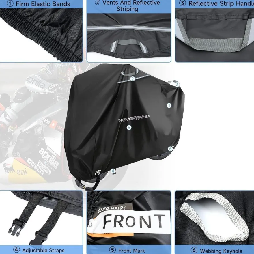 Neverland Motorrad Abdeckplane Outdoor 300D Wasserdicht Winterfest für