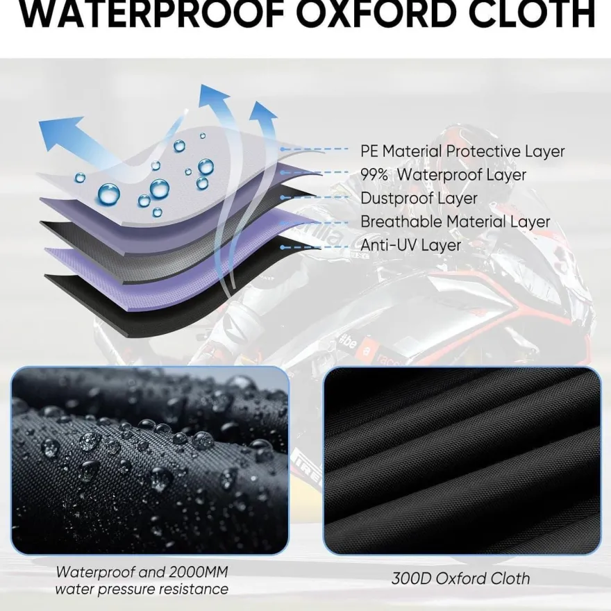 Neverland Motorrad Abdeckplane Outdoor 300D Wasserdicht Winterfest für