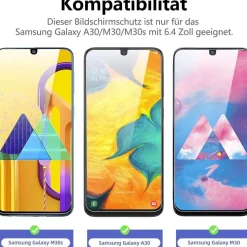 NEW'C 3x Panzerglas für Samsung Galaxy A30/M30/M30s - Kratzfrei, 9H Härte, HD