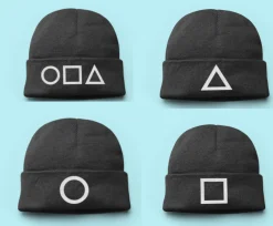 New Wintermütze Squid Game Netflix Kreis Viereck Dreieck SQ Beanie Mütze Unisex