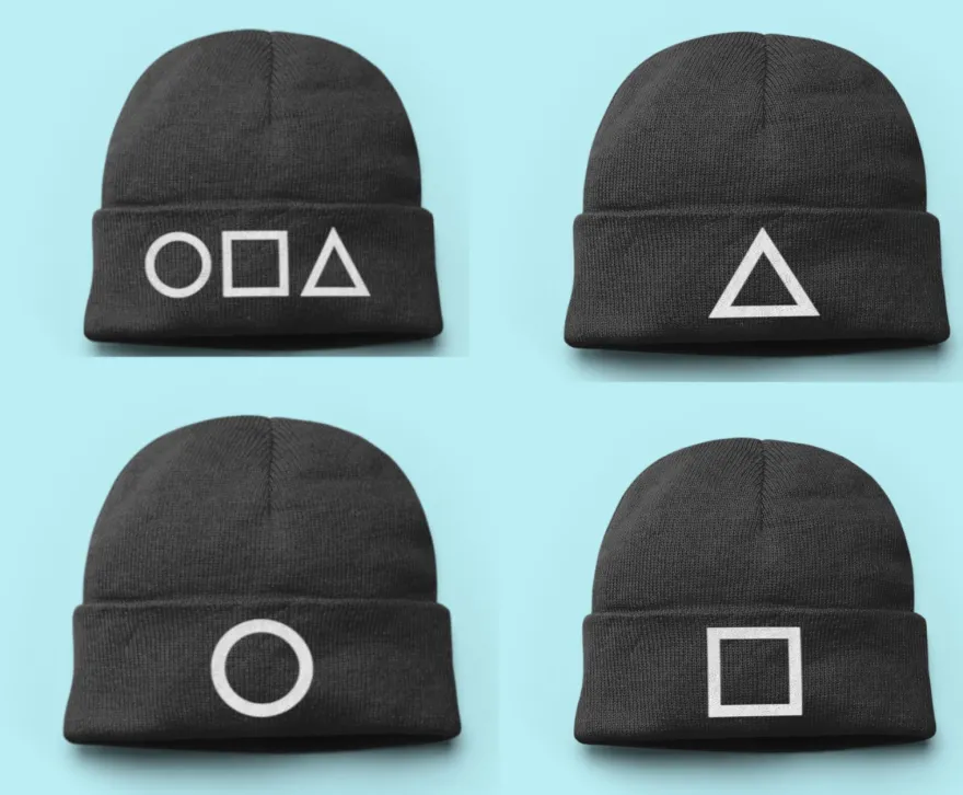 New Wintermütze Squid Game Netflix Kreis Viereck Dreieck SQ Beanie Mütze Unisex