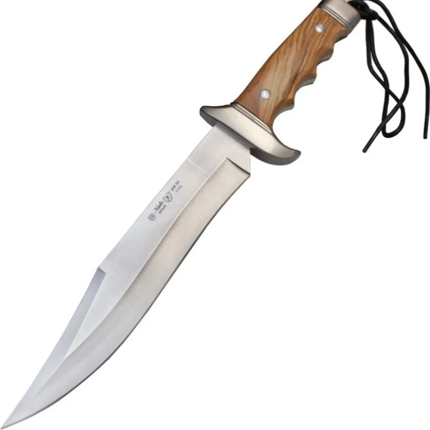 Nieto Bowiemesser Jagdmesser mit Olivenholzgriff inkl. Lederscheide Klinge 11 cm