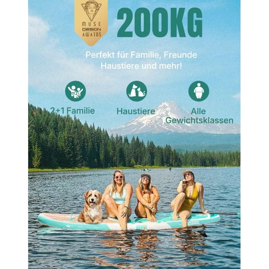 Niphean Stand Up Paddle Board für Erwachsene, 320cm, 200kg Tragkraft, inkl