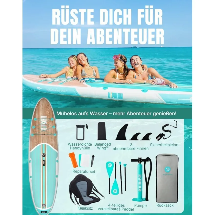 Niphean Stand Up Paddle Board für Erwachsene, 320cm, 200kg Tragkraft, inkl