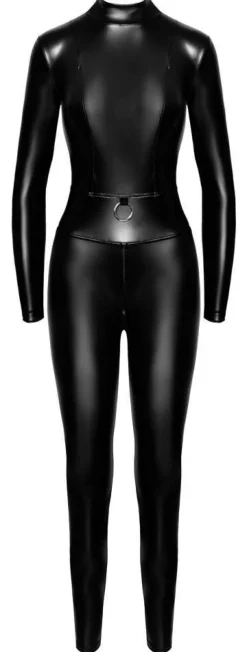 Noir Powerwetlook Overall mit Zips & Ring, Größe , Schwarz