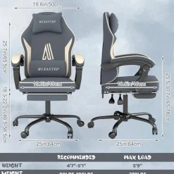 Nsmazxo Gaming Stuhl mit Fußstütze, ergonomisch, Kopfstütze & Lendenkissen