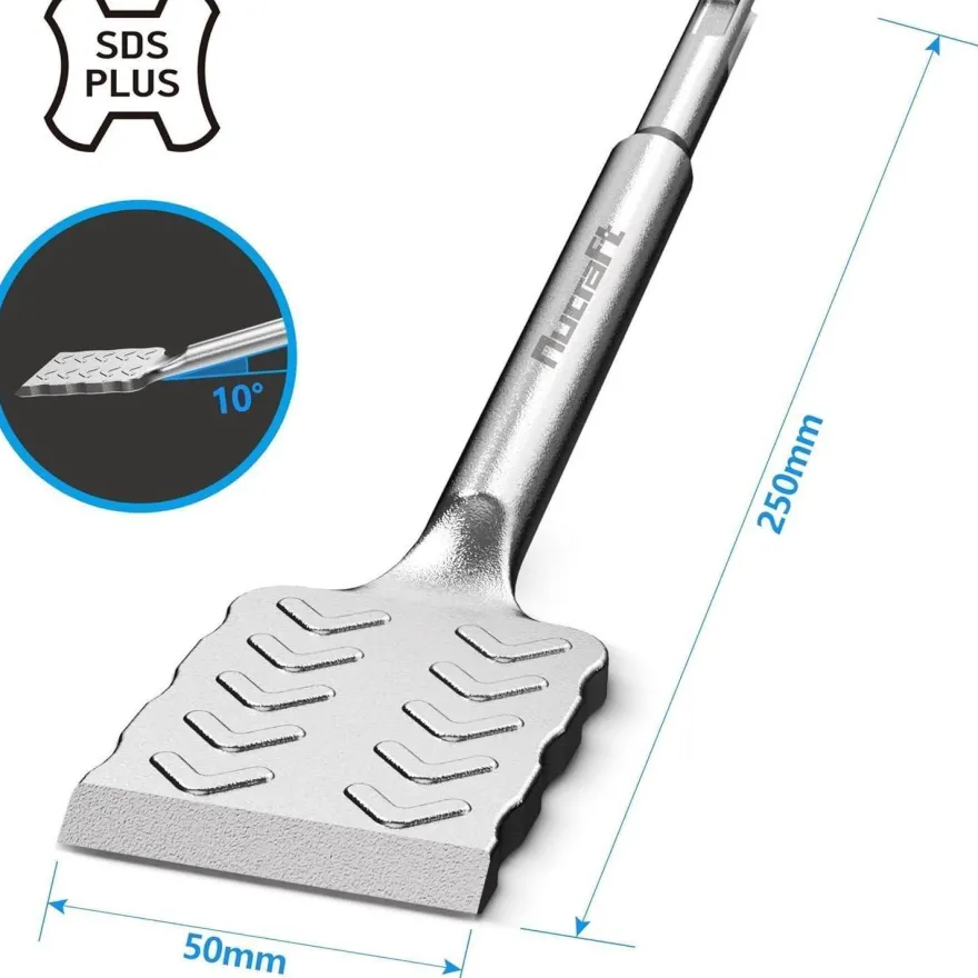 Nucraft SDS-Plus Fliesenmeißel 250x50mm, 10° gebogen