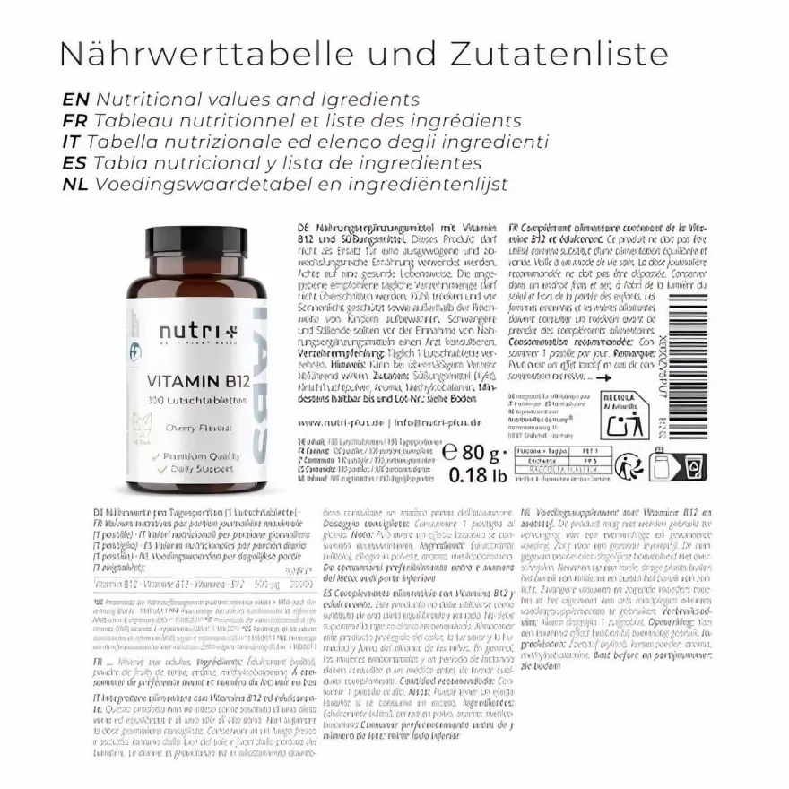 Nutri + Vitamin B12 Lutschtabletten