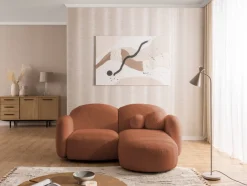 Nuvola - Moderne Ecksofa L-Form aus Bouclé-Stoff mit abgerundetem Design