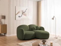 Nuvola - Moderne Ecksofa L-Form aus Bouclé-Stoff mit abgerundetem Design