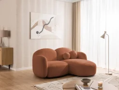 Nuvola - Moderne Ecksofa L-Form aus Bouclé-Stoff mit abgerundetem Design