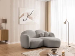 Nuvola - Moderne Ecksofa L-Form aus Bouclé-Stoff mit abgerundetem Design