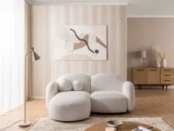 Nuvola - Moderne Ecksofa L-Form aus Bouclé-Stoff mit abgerundetem Design