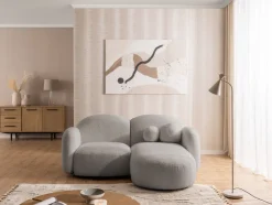 Nuvola - Moderne Ecksofa L-Form aus Bouclé-Stoff mit abgerundetem Design